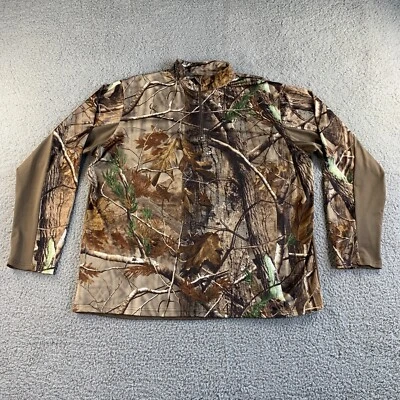 NEW Realtree T Shirt Mens XL Camo Pullover 1/4 Zip Stretch Long Sleeve Forest - Image 1 of 4