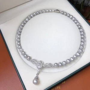natural south sea gray pearl necklace - Picture 1 of 2