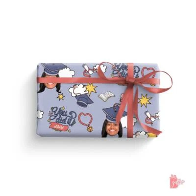 Photo Personalized Graduation Wrapping Paper 24" Roll School College Gift Wrap - Image 1 of 4