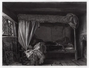 Grabado de huevo Augustus Leopold de 1800 "La muerte de Buckingham" firmado enmarcado certificado de autenticidad - Imagen 1 de 3