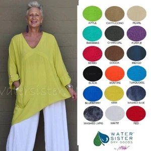 WATERSISTER Cotton Gauze RAYAH TUNIC Angle Hem Top 1(M/L) 2(XL/1X) oh my COLORS - Picture 1 of 30