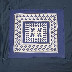 Vintage 70's-80's Pillow Cover Blue White Paperbark Maple Leaves w/ Arrow Zipper - Picture 1 of 5