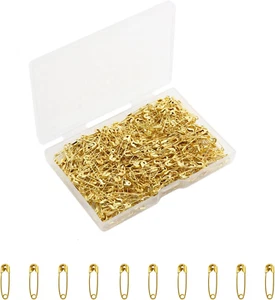 Gold Safety Pins,Small Safety Pins for Clothes,19Mm Metal Mini Saftey Pin for Ta - Picture 1 of 7