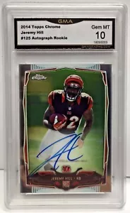 Jeremy Hill 2014 Topps Chrome RC on-card Autograph Auto GMA 10 Gem Mint BENGALS - Picture 1 of 1