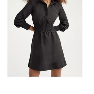 Free Assembly Womens Smocked Waist Mini Shirt Dress W/Long Sleeves Size Medium - Picture 1 of 5