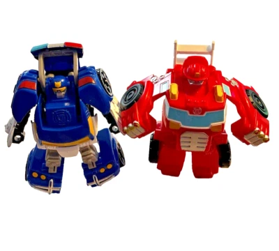 Playskool Heroes Transformers Heatwave Firetruck Chase Police Car Lot of 2 Bots - Image 1 of 4
