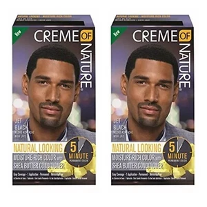 2x Creme Of Nature Männer Haarfarbe 5 Minuten Permanent Haarfarbe / Jet Black - Bild 1 von 2