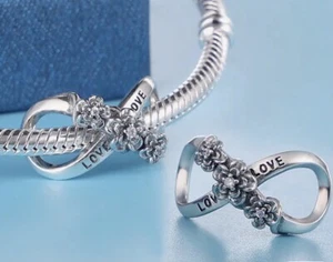 💖 UNENDLICH LOVE Charm Anhänger Ewigkeit für Pandora Armband Silber 💖 - Bild 1 von 2
