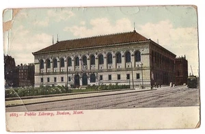 PUBLIC LIBRARY Boston MA Boylson St Copley Sq Massachusetts UDB Postcard UB 1907 - Picture 1 of 2