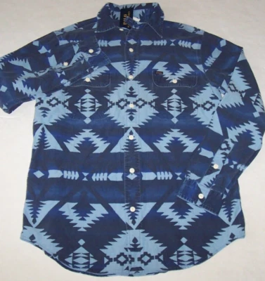 NWT Polo Ralph Lauren Navy/Blue Tribal Southwestern AZTEC Jacquard Shirt XXL 2XL - Image 1 of 4