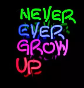 11"x9"Never Ever Grow UP Neon Sign Spielzimmer Schriftzug Leuchtreklame Geschenk - Bild 1 von 1