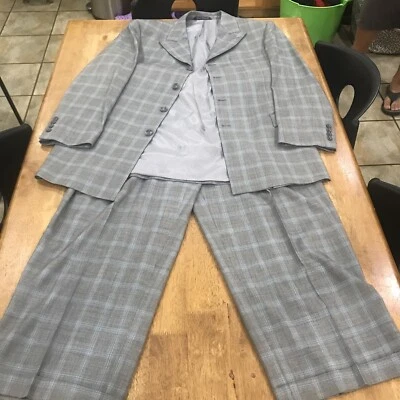 TRAJE DE LANA MERINO COLECCIÓN STEVE HARVEY TALLA 36 Gris Y Azul Super 120’s ¡Bonito! Foto 1 de 4