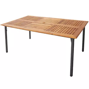 Rectangular Acacia Wood Dining Table w/ 1.9'' Umbrella Hole Patio Natural & - Picture 1 of 10