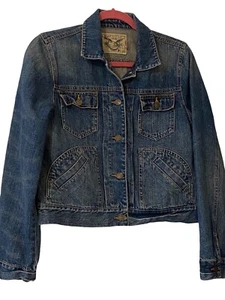 American Living Ladies Denim Jacket Blue Medium Button Pockets - Picture 1 of 6