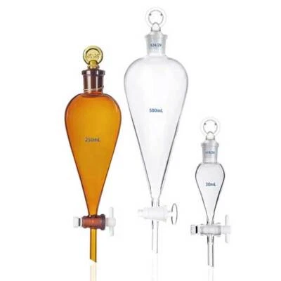 60ml - 1000ml Glass Separatory Funnel with PTFE Glass Stopcock Lab Supplies - Image 1 of 4