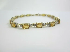 ~ WUNDERSCHÖNES OVALES DAMENARMBAND 10K GELBGOLD CITRIN & DIAMANT 0,0175 KT.  7.1G - Bild 1 von 11