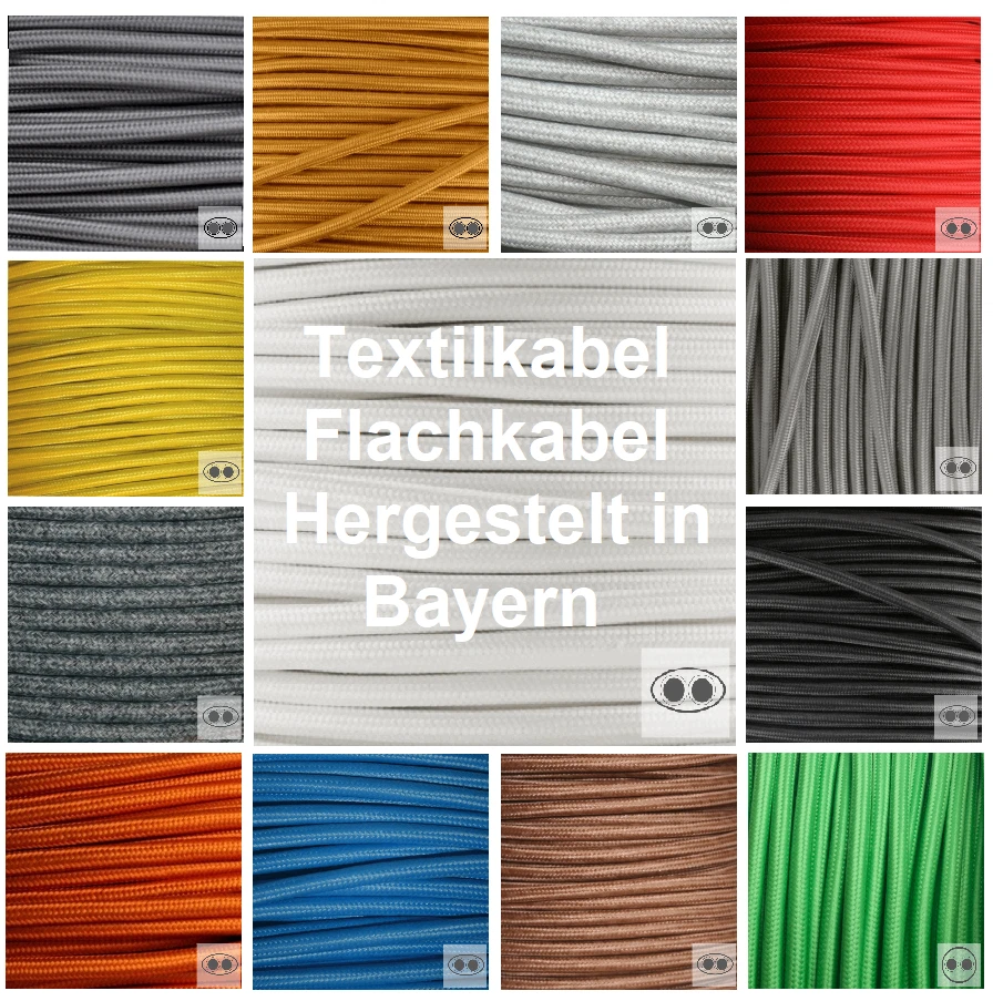 GLOBE WAREHOUSE Cable textil de 3 / 5 / 10 metros / lámparas cable plano 2 cables eléctricos de 0,75² hilos