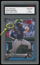 RANDY AROZARENA 21 TOPPS NOW ROOKIE OF THE YEAR PURPLE /49 1ST GRADED 10 CARD