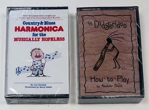 Lot 2 Instructional Musical Instrument CASSETTES Harmonica & Didgeridoo NIP NEW - Picture 1 of 3