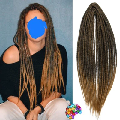 Estensioni Dreadlock a doppia estremità 20 pollici morbide DE Dreads trecce all'uncinetto finte locs - Immagine 1 di 4