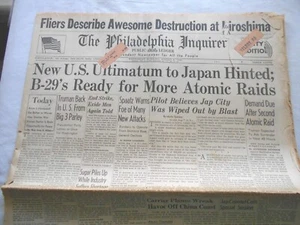 THE PHILADELPHIA INQUIRER AUGUST 8 1945 B-29's READY FOR MORE ATOMIC RAIDS - Picture 1 of 3