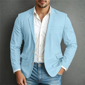 Men Formal Work Blazer Jacket Business Casual Button Slim Fit Suit Coat Tops - Picture 1 of 11