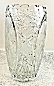 Florero De Colección Corte Profundo Cristal Plomo Vidrio Pesado Grabado Floral 8"t - Imagen 1 de 13