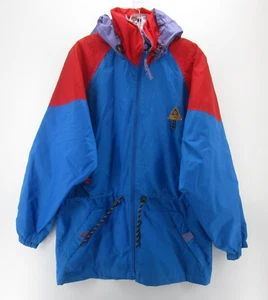 VINTAGE Gerry Jacket Men Medium Blue Parka Ski Coat Stowaway Hood Full Zip * - Picture 1 of 13