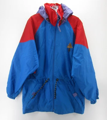 VINTAGE Gerry Jacket Men Medium Blue Parka Ski Coat Stowaway Hood Full Zip * - Image 1 of 4