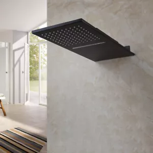 Cabezal de ducha de baño negro rectangular lluvia/caída mezclador de 2 vías grifo montado en la pared - Imagen 1 de 9
