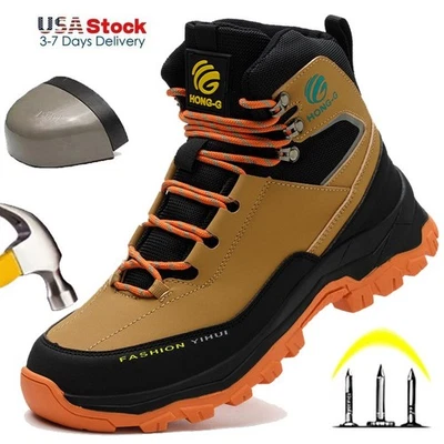 Botas de trabajo indestructibles para hombre con punta de acero zapatos de seguridad impermeables botas antideslizantes Foto 1 de 4