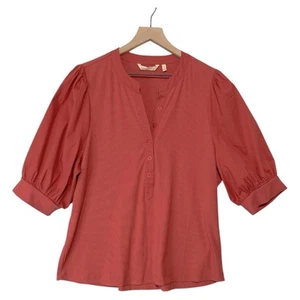 Weiche Umrandung Rippstrick Pullover Bluse Gr. 1X Koralle Rose Cottagecore - Bild 1 von 10