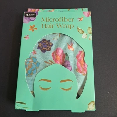 Toalla de microfibra para cabello envoltura toalla de secado de cabello suave flores azul B puro  Foto 1 de 4