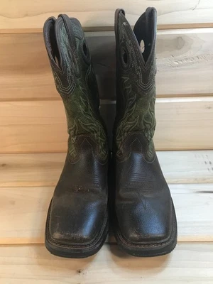 Botas de Vaquero Durango Niños Punta Cuadrada Acento Verde 5.5M Suela de Goma Foto 1 de 4