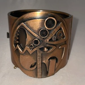Copper Modernist Brutalist Bracelet Vtg 1960’s Industrial  Mechanical 4 oz Gift - Picture 1 of 13