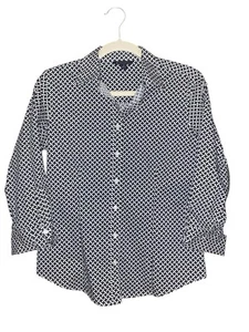 Brooks Brothers Button Front Shirt Womens 4 Blue White Cotton Woven Print - Picture 1 of 6