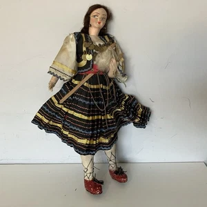 Vintage Souvenir Traditional Costume Cloth Doll Greek Spinning Craft Novelty - Picture 1 of 13