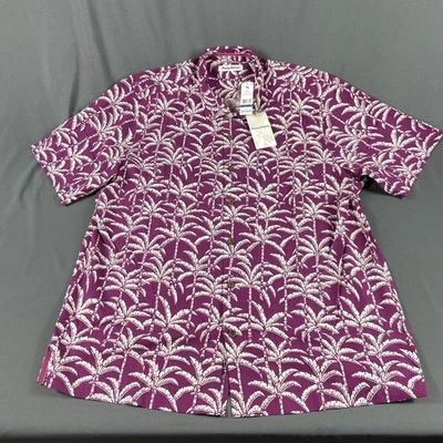 Tommy Bahama Sport Shirt Palm Party Print SS XLT Purple Silk Polyester MSRP $158 - Image 1 of 4