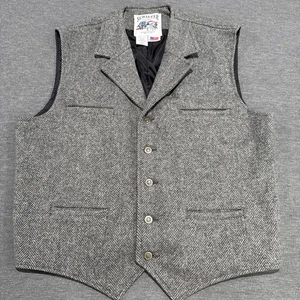 Schaefer Outfitter Stil 707 Wollweste Hergestellt in den USA Herren XL Grau Fischgrät Westrn - Bild 1 von 8