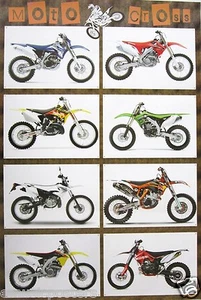 PÓSTER MOTO CROSS MOTOCICLETAS "8 MODELOS DE MOTOS DE CROSS DE CARRERAS" - Motos, Dirtbikes - Imagen 1 de 1