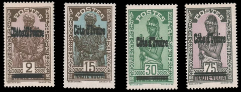IVORY COAST 1933 2c-75c INVERTED OVERPRINTS ON STAMPS OF UPPER VOLTA #96a 100a 1 Cover
