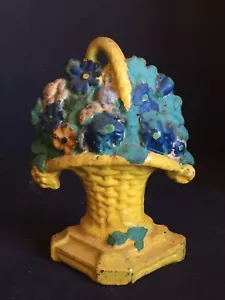 Antique Cast Iron Flower Basket Doorstop - Picture 1 of 4