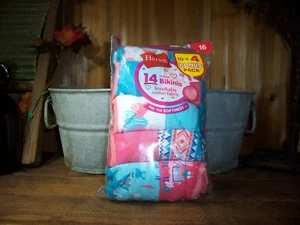 HANES GIRLS BIKINNI UNDERWEAR 14 PACK SIZE 16 VARIOUS NOVELTY THEMES COTTON NEW - Picture 1 of 1