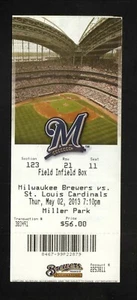 2013 Milwaukee Brewers Infield Field Box Ticket vs St Louis Cardinals - Bild 1 von 1