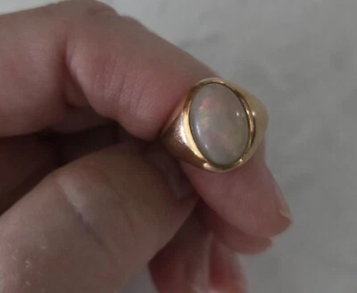 Anel de prata esterlina 925 banhado a ouro 14k opala fogo aniversário de formatura tamanho 6,5 - Imagem 1 de 4