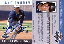 Yu-Cheng Chang Signed 2015 Grandstand Lake County Captains Card Auto AU
