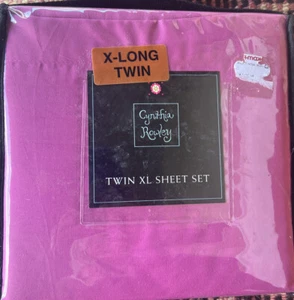 CYNTHIA ROWLEY PURPLE TWIN EXTRA LONG SHEET SET 3pc DORM SIZE Rare Color - Picture 1 of 3