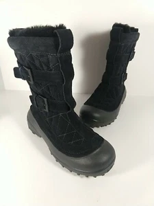 Columbia Flurry Womens Winter Boots Black Leather Belted Omni-Heat Size 5 NWT - Picture 1 of 7