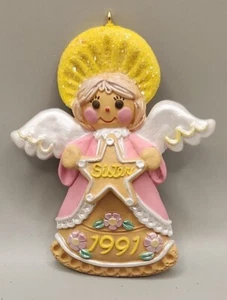 Vintage Hallmark Keepsake Christmas Ornament Sister 1991 Angel Gingerbread Girl - Picture 1 of 4