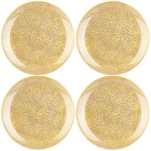 4x Platzteller transparent - Unterteller als Tischdekoration - goldfarben - Bild 1 von 8